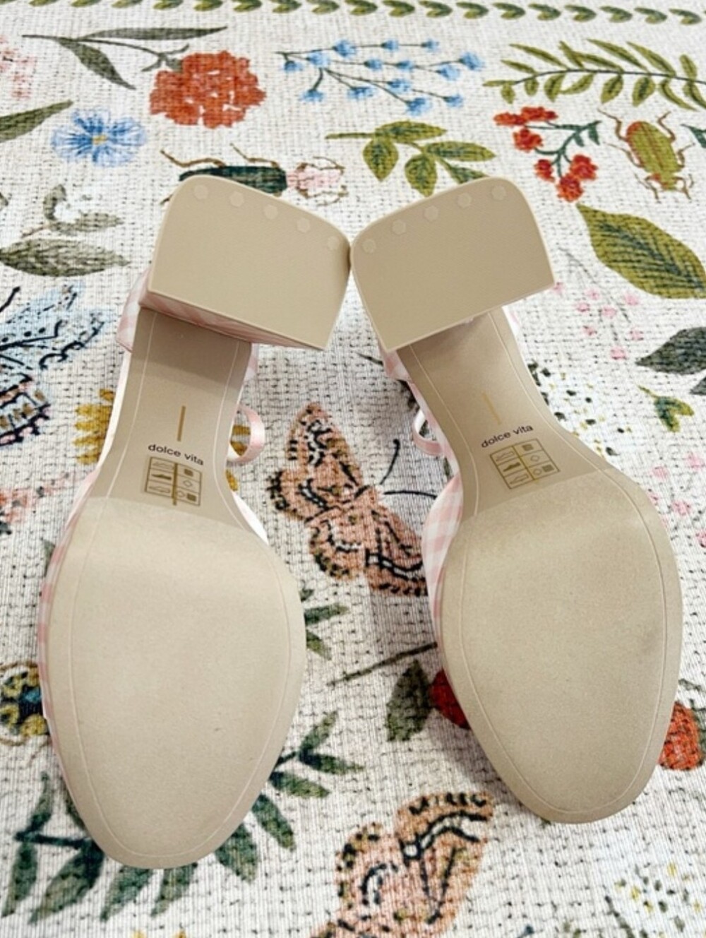 New Dolce Vita Byrdie Gold Pandro Gingham Heels - Picture 9 of 15